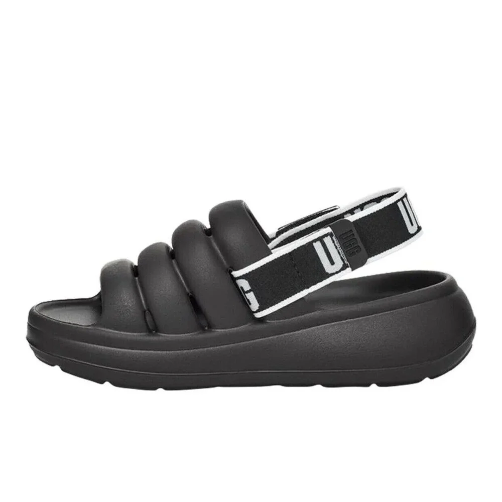 UGG‎ Toddlers Sport Yeah Sandals Black Toddler Kids Size 13 Black W/ B/W Strap